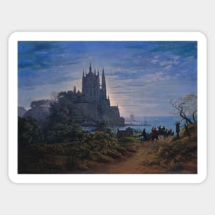 Gothic Church on a Rock by the Sea by Karl Friedrich Schinkel Sticker